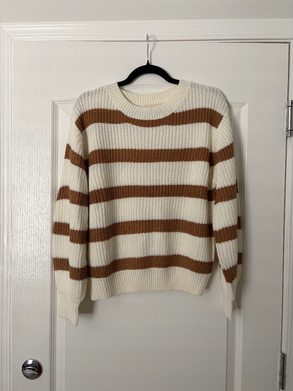 Dress Up Cream & Brown Striped Sweater